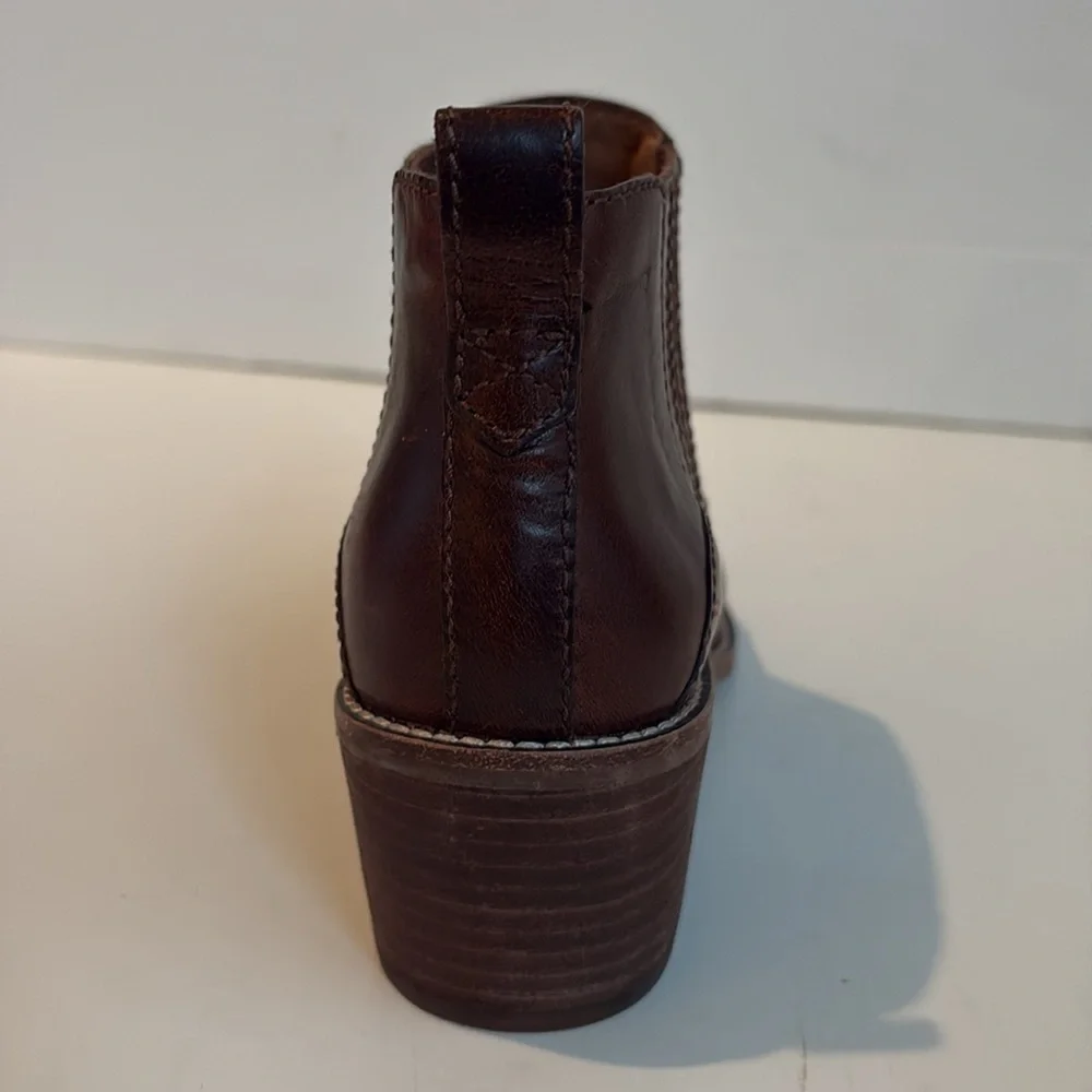 Madewell Bonham bootie ankle cowboy boots brown stacked heel size 7